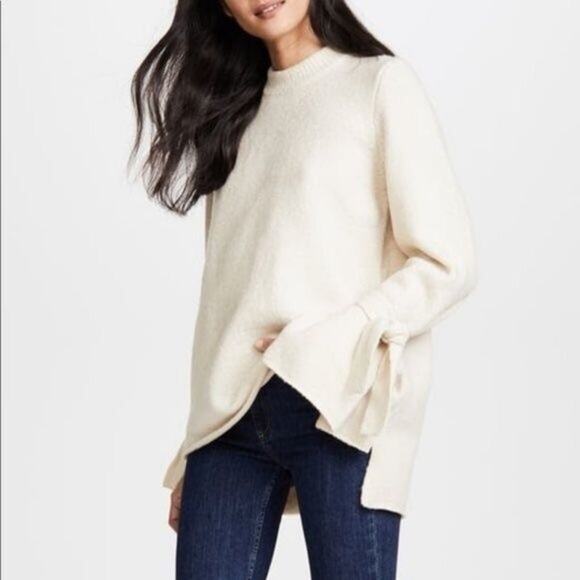 Madewell Women's Tie Cuff Pullover Sweater – Cream – Size Small - Picture 3 of 6